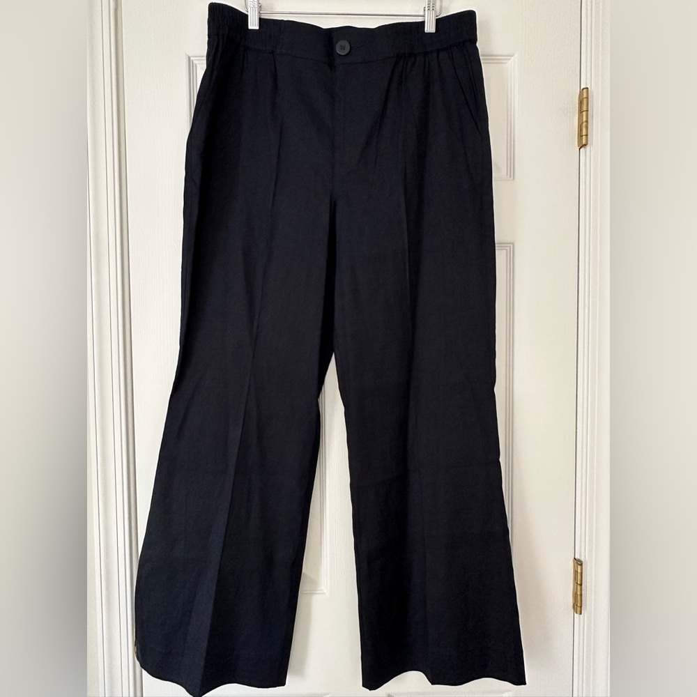 Cabi Linen Spandex Stretch Blend Finale Navy Trousers Pants Pockets #6425 - Picture 11 of 16